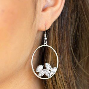 NWT Cue The Confetti silver with "bling" fishhook back earrings
